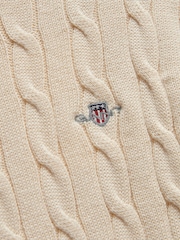 GANT Cream Shield Cotton Cable Neck Sweater - Image 6 of 6