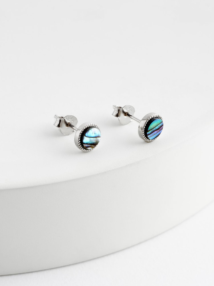 Sterling Silver Abalone Stud Earrings - Image 1 of 1 Sterling Silver Abalone Stud Earrings - Image 1 of 1