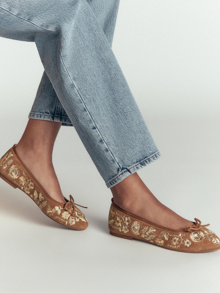 Boden Gold Patti Round Toe Ballet Flats - Image 1 of 5 Boden Gold Patti Round Toe Ballet Flats - Image 1 of 5