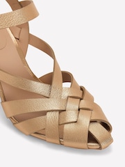 Boden Gold Slotted Strap Heeled Sandals - Image 4 of 5