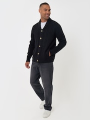 Threadbare Black Cable Knit Shawl Cardigan - Image 3 of 6