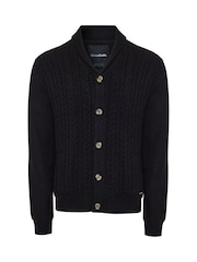 Threadbare Black Cable Knit Shawl Cardigan - Image 5 of 6