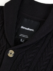 Threadbare Black Cable Knit Shawl Cardigan - Image 6 of 6