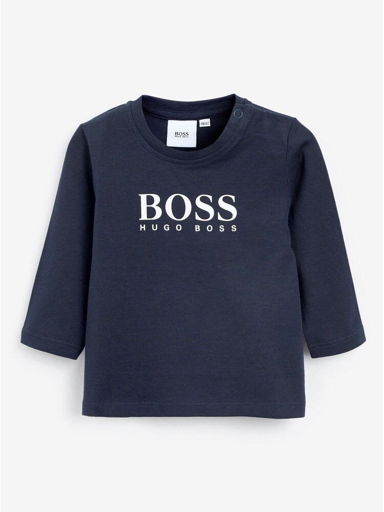 BOSS Navy Logo Long Sleeve T-Shirt - Image 1 of 1