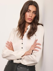 Mint Velvet Cream Satin Floral Print Shirt - Image 3 of 8