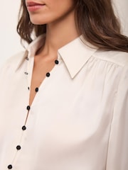 Mint Velvet Cream Satin Floral Print Shirt - Image 4 of 8