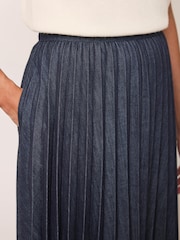 Mint Velvet Pleated Denim Midi Skirt - Εικόνα 4 από 7