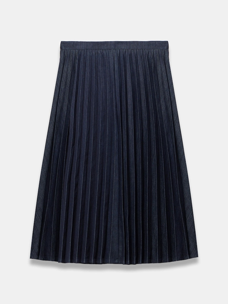 Mint Velvet Pleated Denim Midi Skirt - Εικόνα 7 από 7