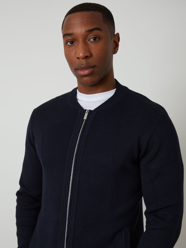 Threadbare Bomber-Style Knitted Zip Through Cardigan - Պատկեր 4 4-ից