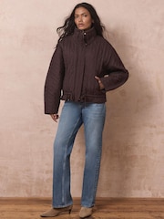 Mint Velvet Red Quilted Peplum Jacket - Image 1 of 8