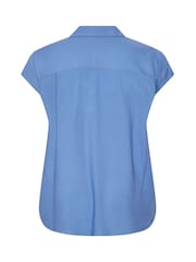 Yours Curve Blue Button Through 100% Cotton Shirt - Image 6 of 6