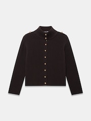 Mint Velvet Brown Ribbed Knit Jacket - Image 6 of 7