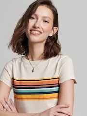 Superdry Cream Vintage Stripe Crop T-Shirt - Image 4 of 5