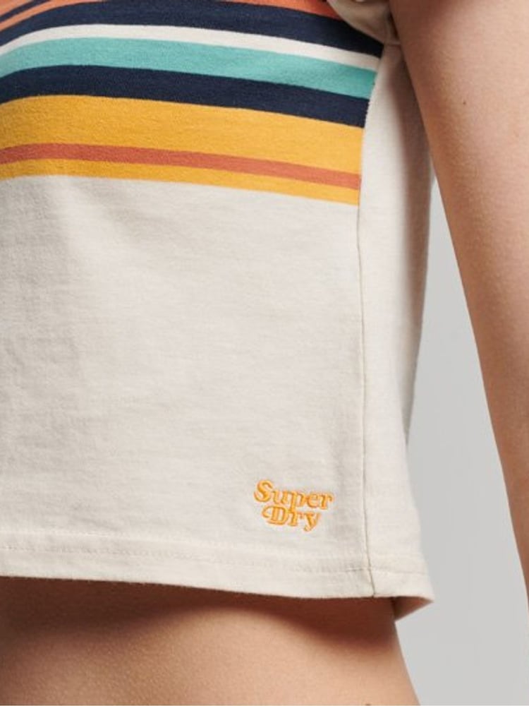 Superdry Cream Vintage Stripe Crop T-Shirt - Image 5 of 5