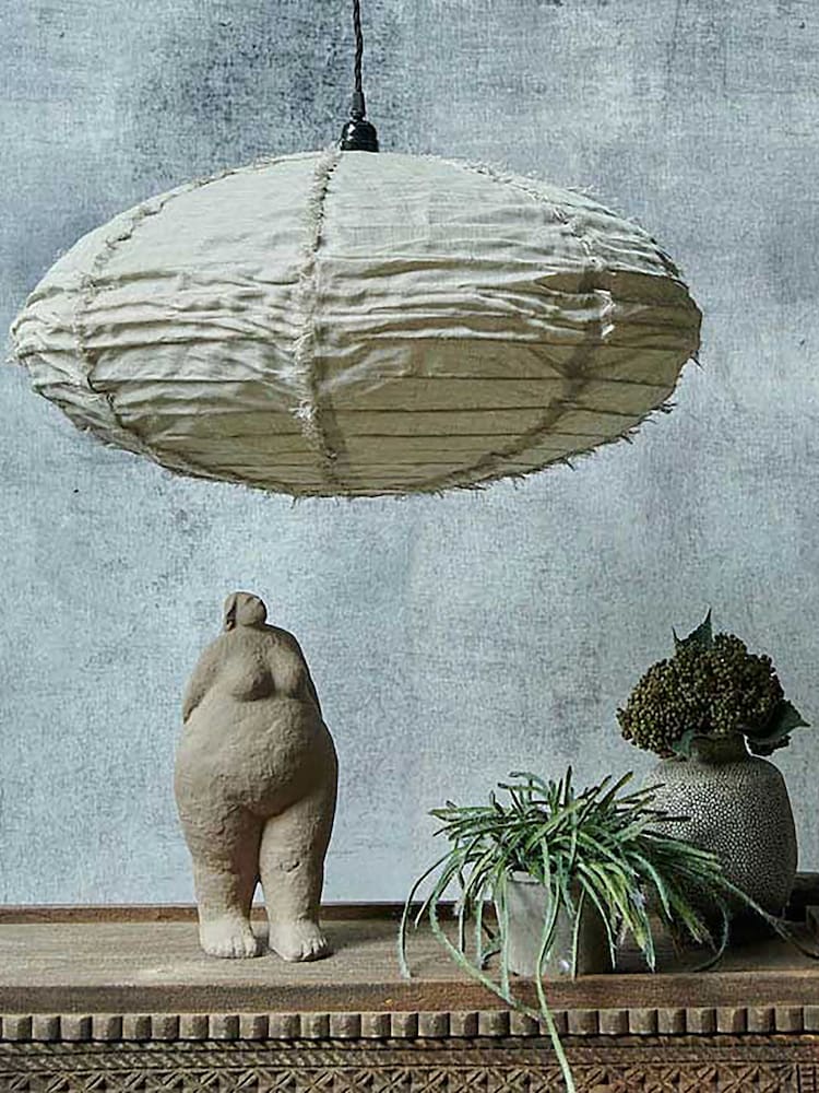 Abigail Ahern Natural Medium Drongo Fabric Shade - Image 1 of 4