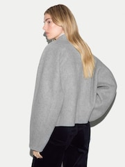 Jigsaw Grey Wool Double Faced Cropped Coat - Image 4 of 4