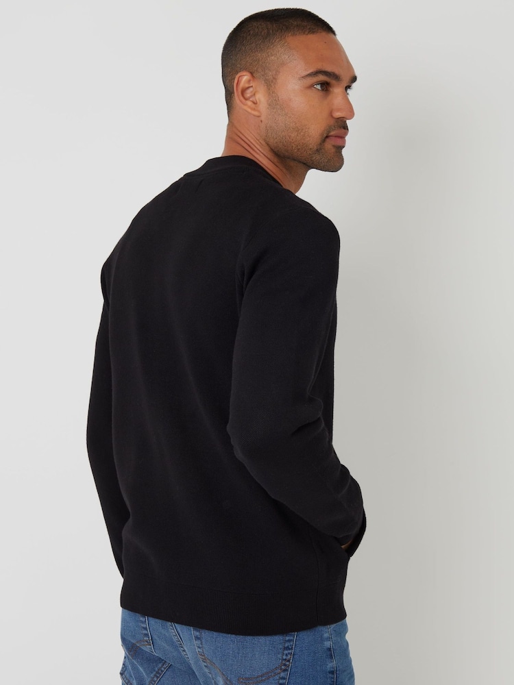 Threadbare Black Bomber-Style Knitted Zip Through Cardigan - Image 2 of 4