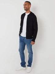 Threadbare Black Bomber-Style Knitted Zip Through Cardigan - Image 3 of 4