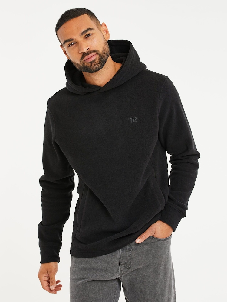 Threadbare Black Microfleece Overhead Hoodie - Image 1 of 5 Threadbare Black Microfleece Overhead Hoodie - Image 1 of 5