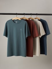 Blue/Light Grey/Brown/Green 100% Cotton T-Shirts 4 Pack - Image 1 of 17