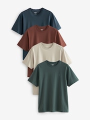 Blue/Light Grey/Brown/Green 100% Cotton T-Shirts 4 Pack - Image 11 of 17