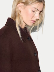 Jigsaw Brown Wool Double Faced Cropped Coat - Image 2 of 5