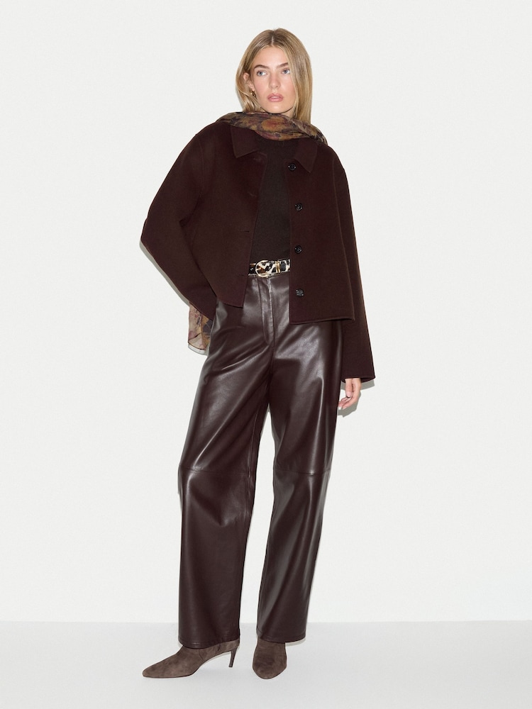 Jigsaw Brown Wool Double Faced Cropped Coat - Image 5 of 5 Jigsaw Brown Wool Double Faced Cropped Coat - Image 5 of 5