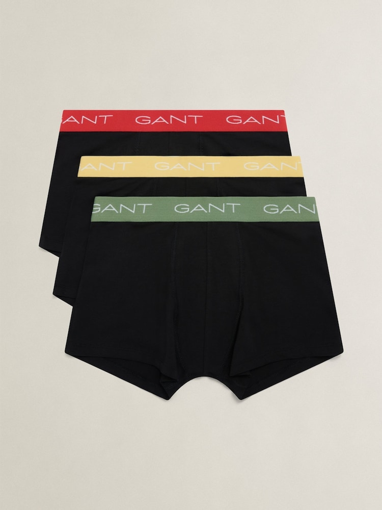GANT Black Contrast Waistband Boxer Briefs 3 Pack - Image 1 of 2 GANT Black Contrast Waistband Boxer Briefs 3 Pack - Image 1 of 2