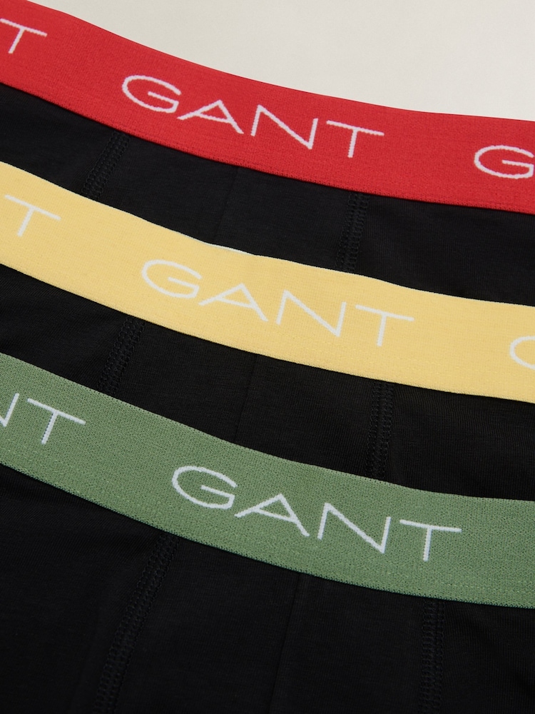 GANT Black Contrast Waistband Boxer Briefs 3 Pack - Image 2 of 2 GANT Black Contrast Waistband Boxer Briefs 3 Pack - Image 2 of 2