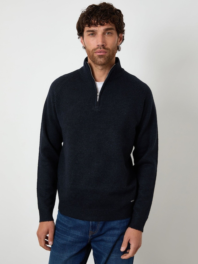 Azul - Suéter de malha com zíper e 1/4 de comprimento Raglan Rib Threadbare - Imagem 1 de 4 Azul - Suéter de malha com zíper e 1/4 de comprimento Raglan Rib Threadbare - Imagem 1 de 4