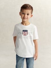 GANT White Archive Shield Short Sleeve T-Shirt - Image 1 of 9