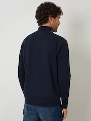 Threadbare Blue Raglan Knitted Quarter Zip Jumper - Image 2 of 4