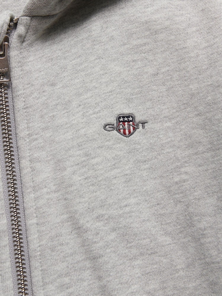 Gri - Hanorac cu fermoar întreg și logo scut GANT - Imaginea 2 din 2