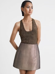 Reiss Bronze Scarlet Metallic Racerback Vest - Image 1 of 6