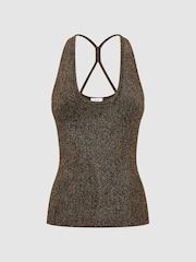 Reiss Bronze Scarlet Metallic Racerback Vest - Image 2 of 6