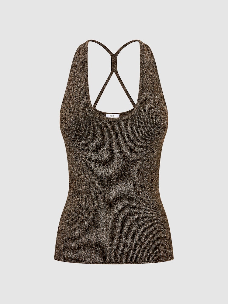 Reiss Bronze Scarlet Metallic Racerback Vest - Image 2 of 6