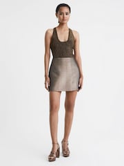 Reiss Bronze Scarlet Metallic Racerback Vest - Image 3 of 6