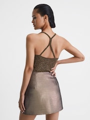 Reiss Bronze Scarlet Metallic Racerback Vest - Image 5 of 6