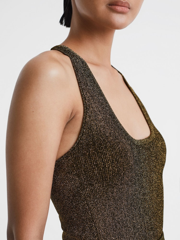 Reiss Bronze Scarlet Metallic Racerback Vest - Image 6 of 6