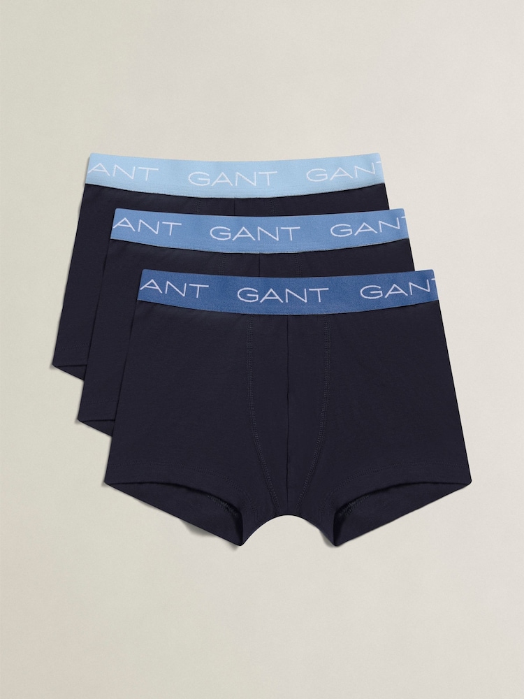 GANT Blue Contrast Waistband Boxer Briefs 3 Pack - Image 1 of 3