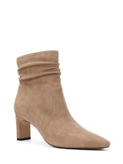 Novo Cream Regular Fit Kallie Ruched Ankle Mid Slim Block Boots - Image 3 of 6