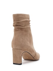 Novo Cream Regular Fit Kallie Ruched Ankle Mid Slim Block Boots - Image 4 of 6