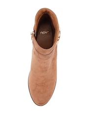 Novo Natural Regular Fit Julianna Buckle Detail Almond Toe Block Heel Ankle Boots - Image 6 of 6