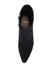 Novo Black Regular Fit Kallie Ruched Ankle Mid Slim Block Boots - Image 5 of 5