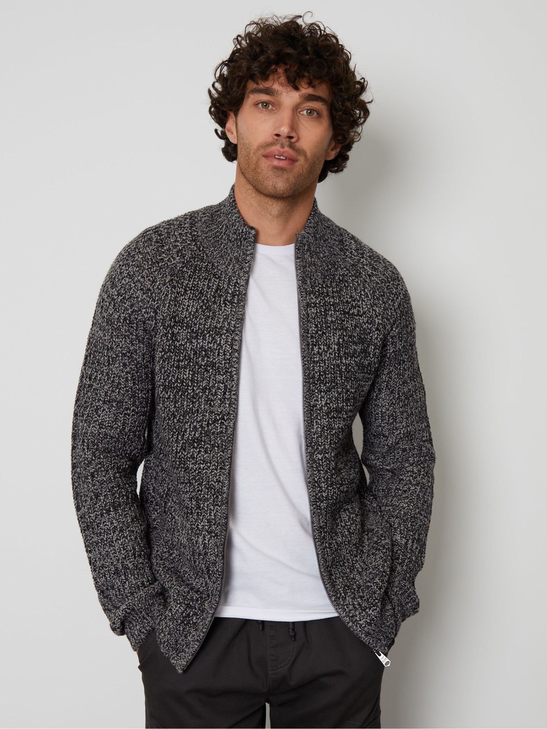 Threadbare Men's Grey Full-Zip Cardigan - Image 1