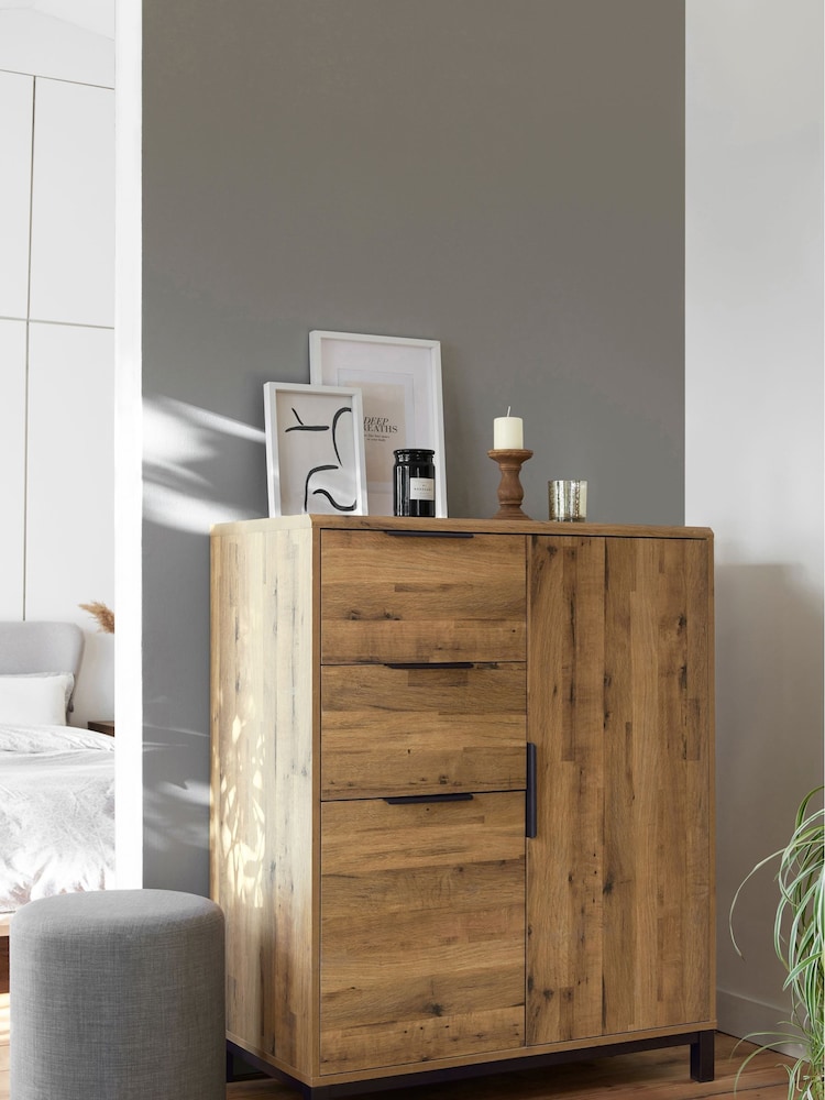 Dark Bronx Oak Effect Low Wardrobe - Image 1 of 12