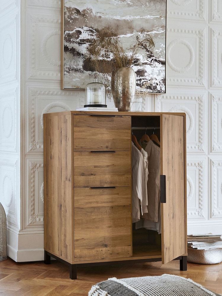 Dark Bronx Oak Effect Low Wardrobe - Image 2 of 12