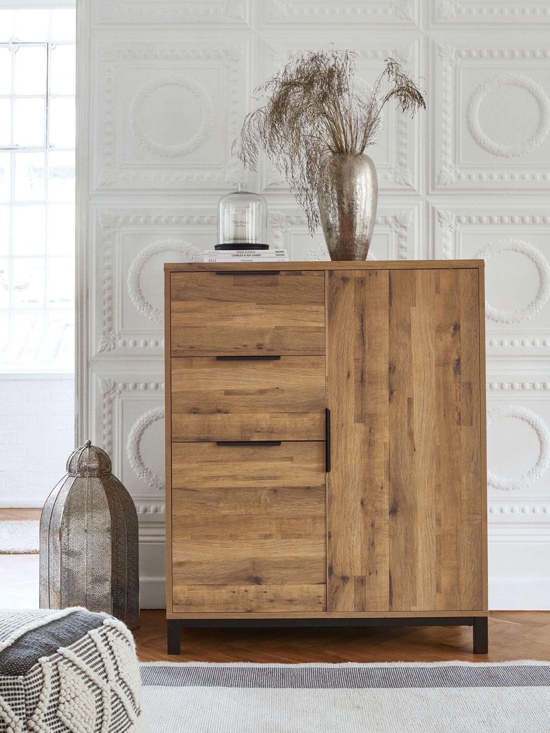 Buy Dark Bronx Oak Effect Low Wardrobe from Next Ireland