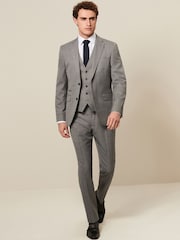 Light Grey Textured Wool Suit: Waistcoat - Image 2 of 3