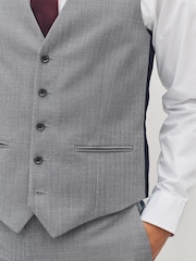 Light Grey Textured Wool Suit: Waistcoat - Image 4 of 8